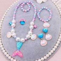 Fashion Fish Tail Resin Beaded Girl's Pendant Necklace 1 Set sku image 8