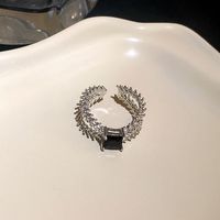 Fashion Heart Shape Metal Inlay Zircon Women's Open Ring 1 Piece sku image 4