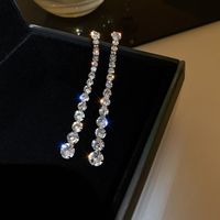 1 Pair Fashion Tassel Inlay Alloy Artificial Diamond Drop Earrings sku image 6
