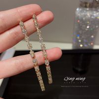 1 Pair Fashion Tassel Inlay Alloy Artificial Diamond Drop Earrings sku image 7