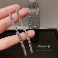 1 Pair Fashion Tassel Inlay Alloy Artificial Diamond Drop Earrings sku image 8