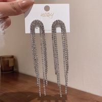 1 Pair Fashion Tassel Inlay Alloy Artificial Diamond Drop Earrings sku image 14