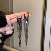 1 Pair Fashion Tassel Inlay Alloy Artificial Diamond Drop Earrings sku image 21