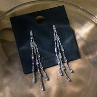 1 Pair Fashion Tassel Inlay Alloy Artificial Diamond Drop Earrings sku image 16