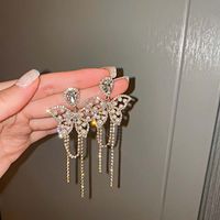 1 Pair Fashion Tassel Inlay Alloy Artificial Diamond Drop Earrings sku image 27