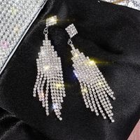 1 Pair Fashion Tassel Inlay Alloy Artificial Diamond Drop Earrings sku image 17