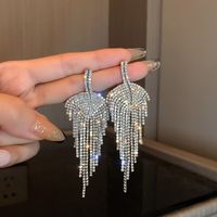 1 Pair Fashion Tassel Inlay Alloy Artificial Diamond Drop Earrings sku image 24