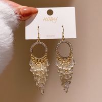 1 Pair Fashion Tassel Inlay Alloy Artificial Diamond Drop Earrings main image 2