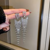1 Pair Fashion Tassel Inlay Alloy Artificial Diamond Drop Earrings sku image 28