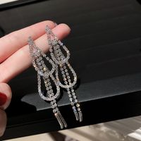 1 Pair Fashion Tassel Inlay Alloy Artificial Diamond Drop Earrings sku image 15