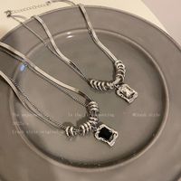 Hip-Hop Geometric 304 Stainless Steel Plating Rhinestones Silver Plated Unisex Layered Necklaces main image 6