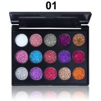 New Style 15 Colors Shiny Sequins Glitter Powder Eye Shadow Plate sku image 1
