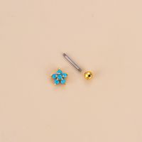 Fashion Pentagram Heart Shape Flower Stainless Steel Copper Plating Zircon Ear Studs 1 Piece main image 5