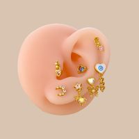 1 Piece Fashion Moon Heart Shape Butterfly Plating Inlay Metal Zircon Ear Studs main image 5