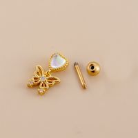 1 Piece Fashion Moon Heart Shape Butterfly Plating Inlay Metal Zircon Ear Studs main image 3