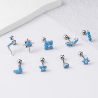 Fashion Round Flower Snake Stainless Steel Copper Plating Inlay Zircon Ear Studs 1 Piece main image 4