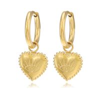 1 Pair Casual Retro Heart Shape Patchwork Stainless Steel Drop Earrings main image 5