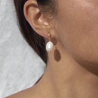 French Style Round Stainless Steel Pearl Plating Drop Earrings 1 Pair main image 4
