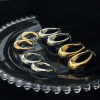 Fashion Solid Color Titanium Steel Hoop Earrings 1 Pair main image 4