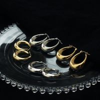 Fashion Solid Color Titanium Steel Hoop Earrings 1 Pair main image 2