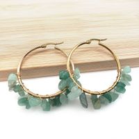 1 Pair Ethnic Style Geometric Plating Stainless Steel Natural Stone Earrings sku image 6