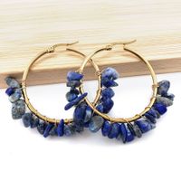 1 Pair Ethnic Style Geometric Plating Stainless Steel Natural Stone Earrings sku image 2