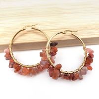 1 Pair Ethnic Style Geometric Plating Stainless Steel Natural Stone Earrings sku image 3