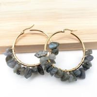 1 Pair Ethnic Style Geometric Plating Stainless Steel Natural Stone Earrings sku image 7