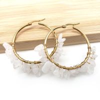 1 Pair Ethnic Style Geometric Plating Stainless Steel Natural Stone Earrings sku image 5