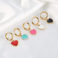 Fashion Heart Shape Stainless Steel Plating Drop Earrings 1 Pair main image 5