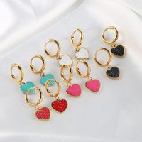 Fashion Heart Shape Stainless Steel Plating Drop Earrings 1 Pair main image 6