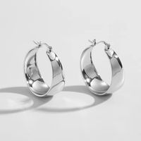 Fashion Solid Color Stainless Steel Plating Hoop Earrings 1 Pair main image 2