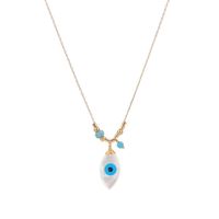 Simple Style Four Leaf Clover Palm Eye Shell Gold Plated Women's Pendant Necklace 1 Piece sku image 4