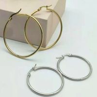 Fashion Round Titanium Steel Plating Hoop Earrings 1 Pair main image 3