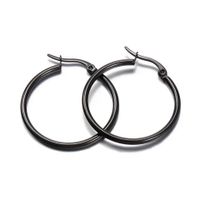 Fashion Round Titanium Steel Plating Hoop Earrings 1 Pair main image 2