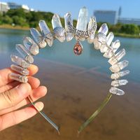 Retro Sun Moon Shell Natural Crystal Inlay Zircon Hair Band 1 Piece sku image 6