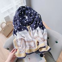 Women's Elegant Polka Dots Cotton And Linen Polyester Printing Silk Scarves main image 2
