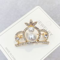 Fashion Crown Alloy Plating Inlay Rhinestones Pearl Unisex Brooches sku image 13