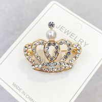 Fashion Crown Alloy Plating Inlay Rhinestones Pearl Unisex Brooches sku image 5