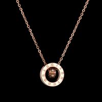 Simple Style Circle Number Stainless Steel Inlay Rhinestones Pendant Necklace 1 Piece main image 1