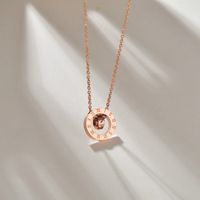 Simple Style Circle Number Stainless Steel Inlay Rhinestones Pendant Necklace 1 Piece main image 5
