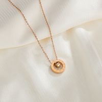 Simple Style Circle Number Stainless Steel Inlay Rhinestones Pendant Necklace 1 Piece main image 3