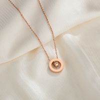 Simple Style Circle Number Stainless Steel Inlay Rhinestones Pendant Necklace 1 Piece main image 2
