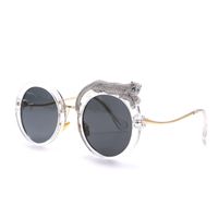 Fashion Leopard Pc Round Frame Diamond Full Frame Women's Sunglasses main image 2