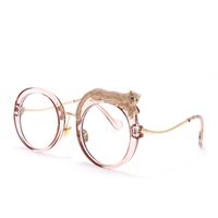 Fashion Leopard Pc Round Frame Diamond Full Frame Women's Sunglasses sku image 1