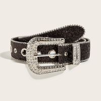 Fashion Solid Color Pu Leather Alloy Inlay Rhinestones Women's Leather Belts 1 Piece main image 1