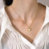 Sweet Heart Shape Titanium Steel Plating Opal Pendant Necklace main image 4