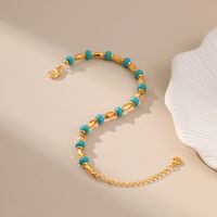 Style Vintage Géométrique Le Cuivre Perlé Turquoise Placage Bracelets 1 Pièce main image 5