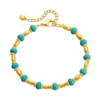 Vintage Style Geometric Copper Beaded Turquoise Plating Bracelets 1 Piece sku image 1