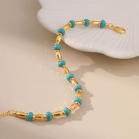 Style Vintage Géométrique Le Cuivre Perlé Turquoise Placage Bracelets 1 Pièce main image 3